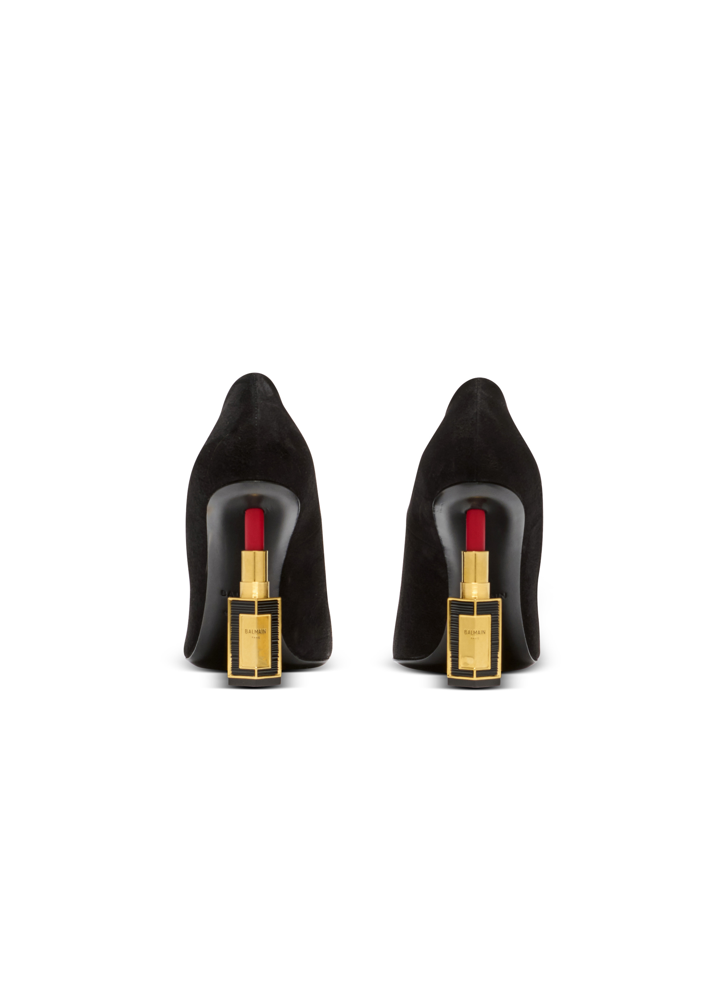 Lipstick pumps in suede leather and brass - 4