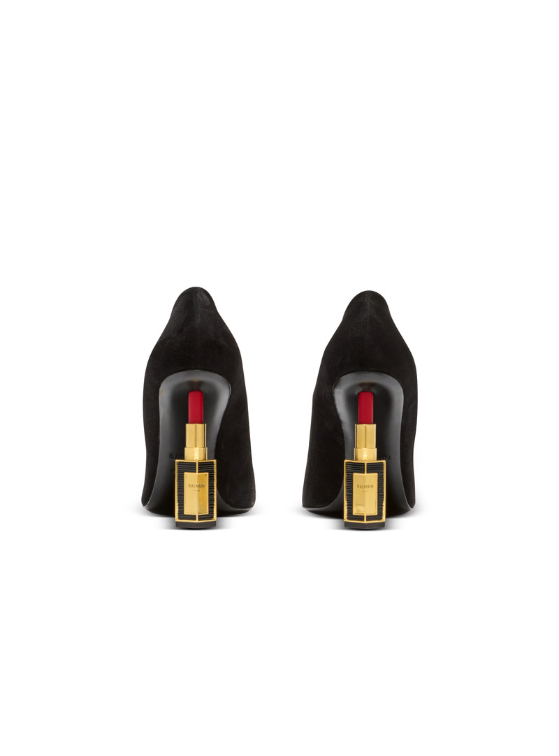 Lipstick pumps in suede leather and brass 4