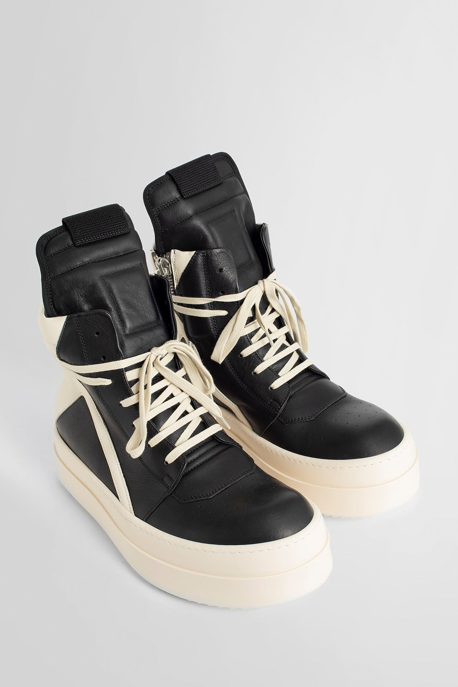 RICK OWENS MAN BLACK&WHITE SNEAKERS - 6