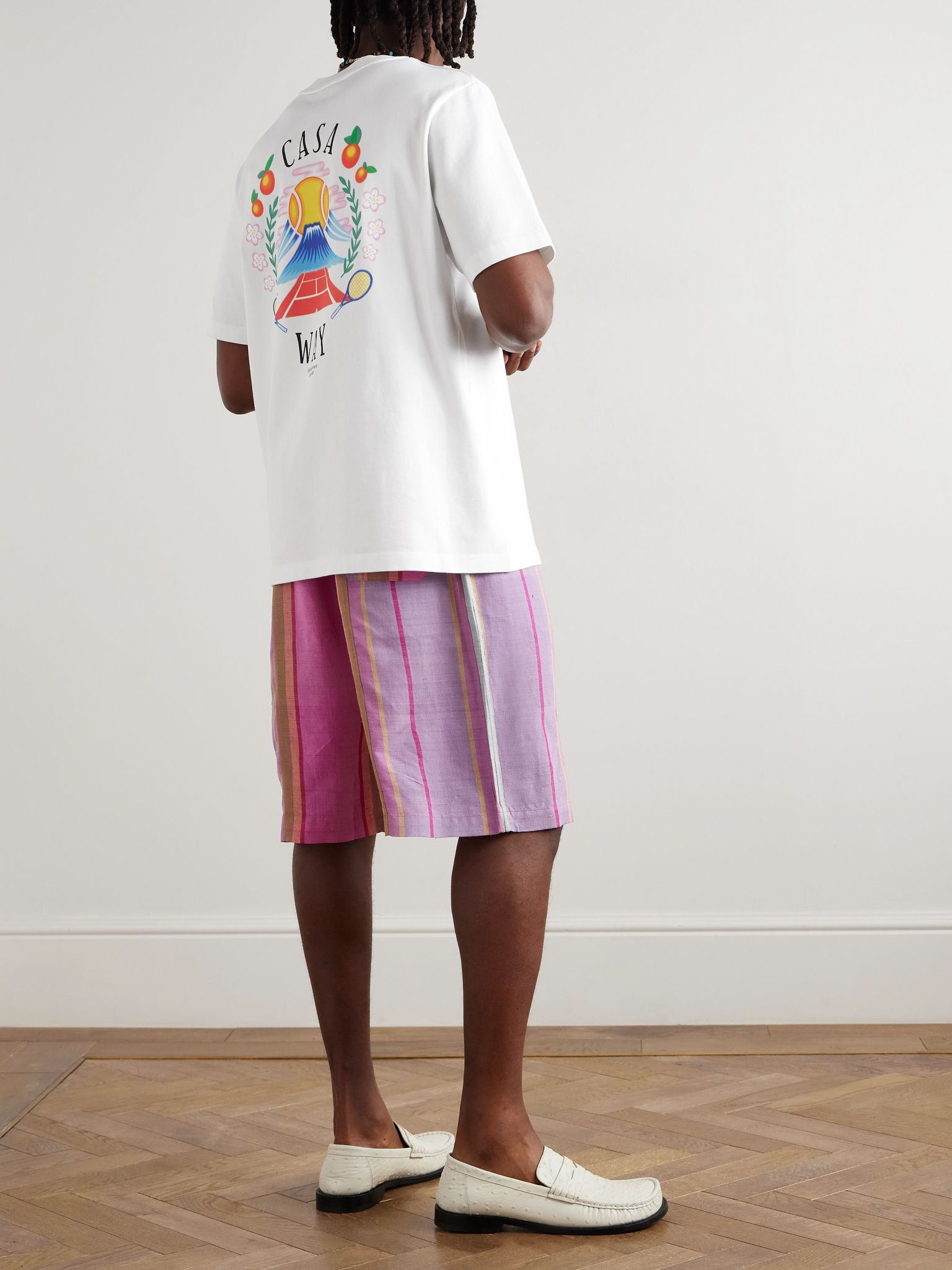 Casa Way Mountain Printed Cotton-Jersey T-Shirt White - 2