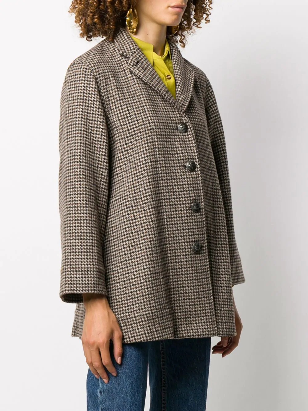 houndstooth single-breasted coat - 3