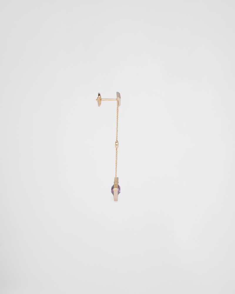 Eternal Gold drop earrings in yellow gold with diamonds and amethyst 4