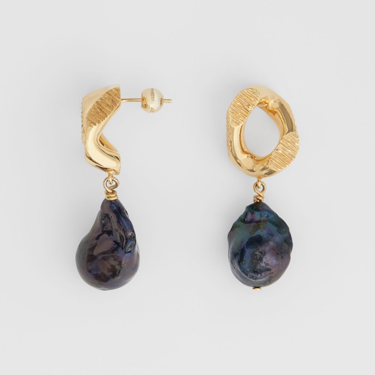 Pearl Detail Gold-plated Chain-link Earrings - 5