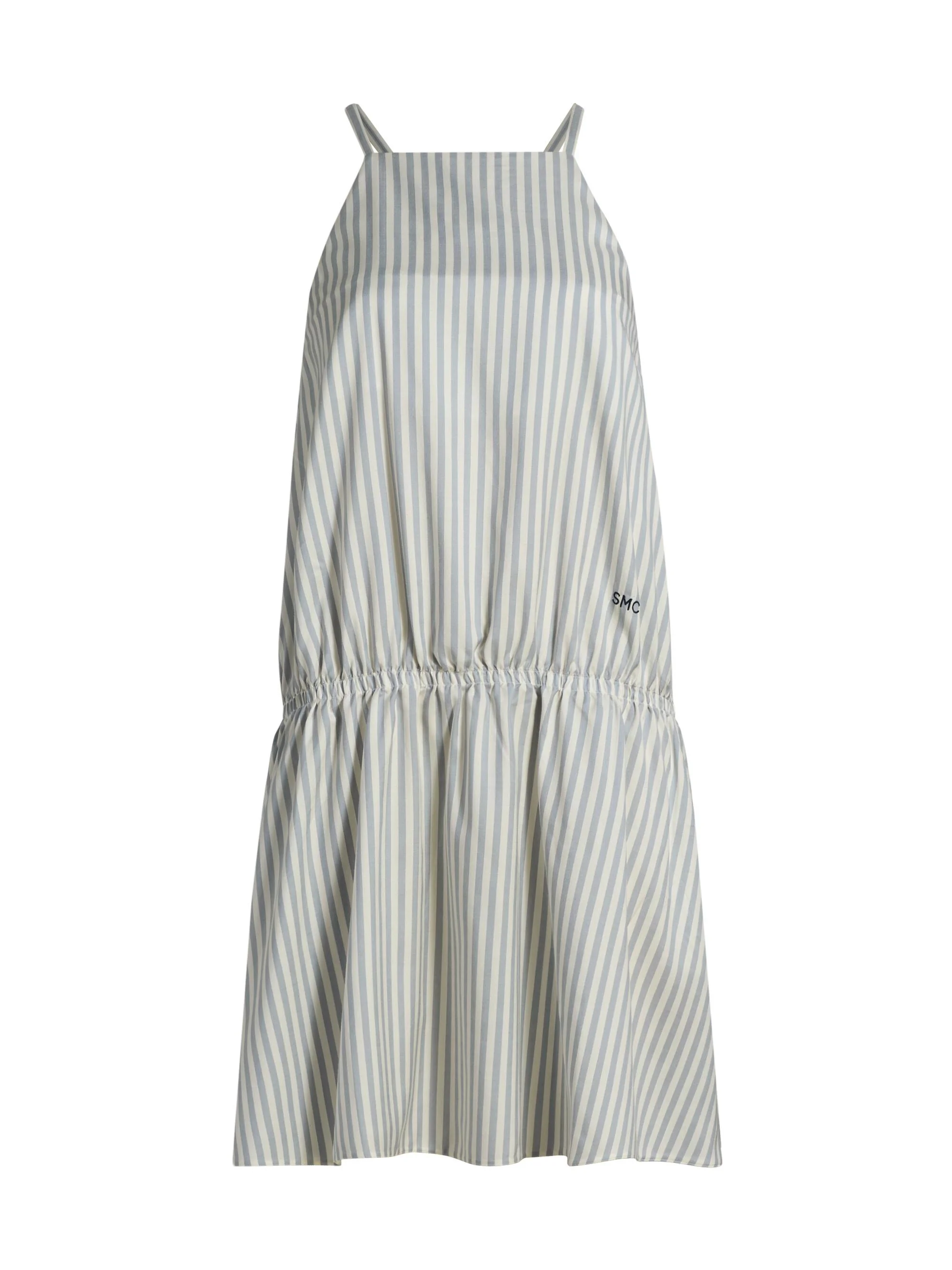 Women's Silk-Wool Stripe Sleeveless Dress - Creamlight Blue - 1