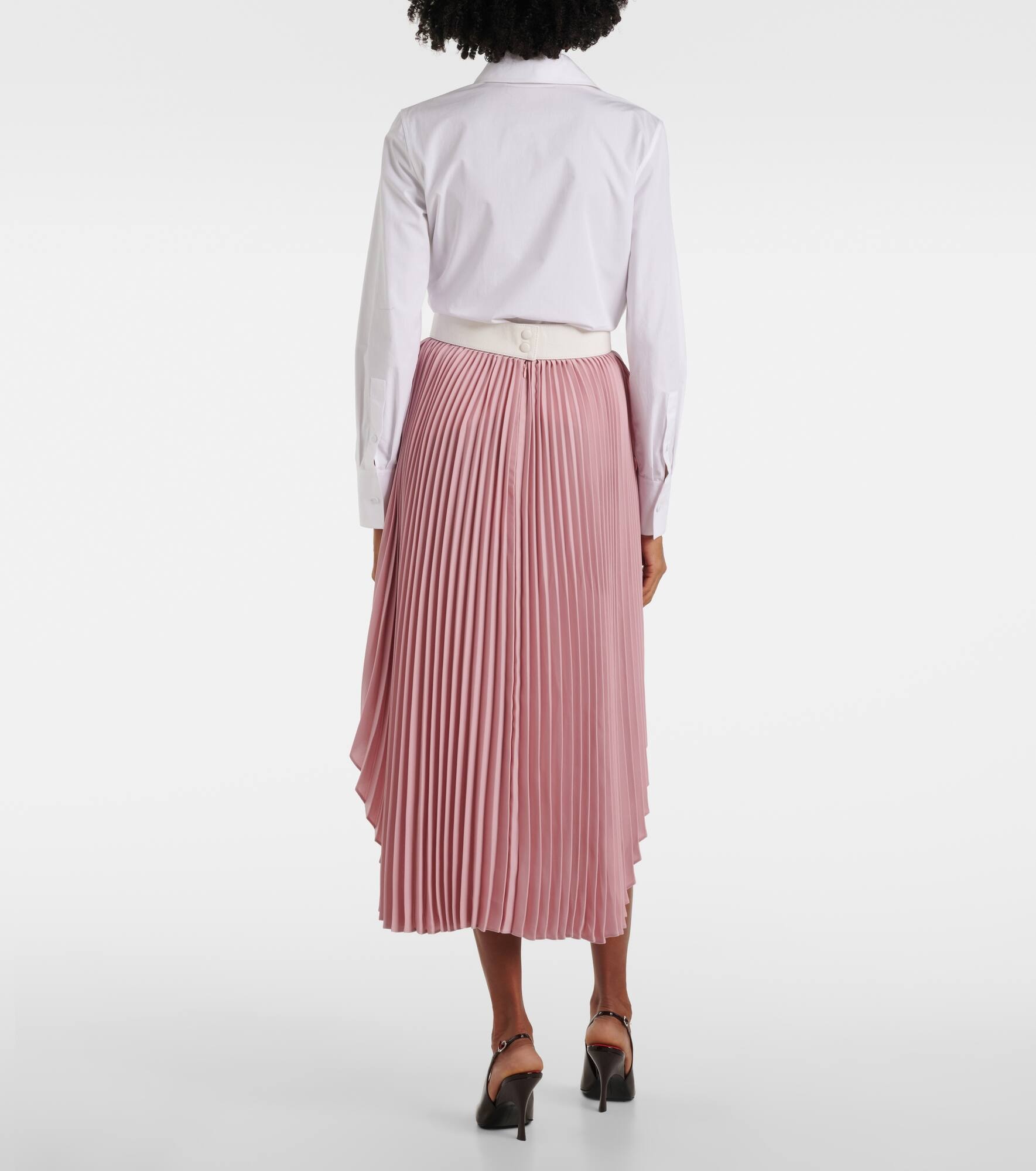 Leather-trimmed plissé maxi skirt - 3
