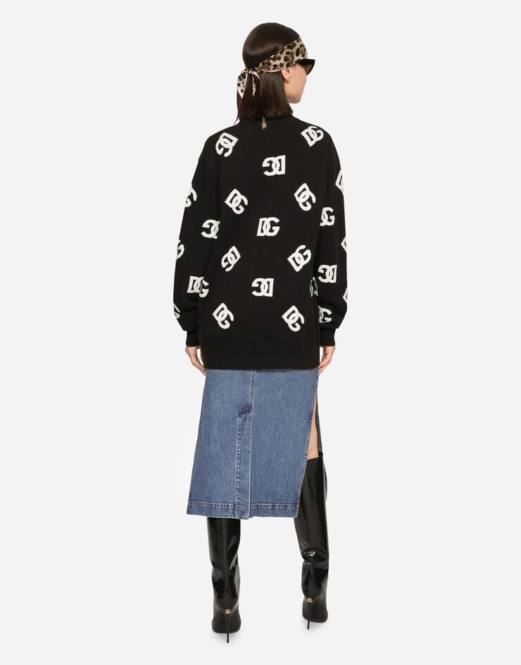 Wool cardigan with DG inlay - 3
