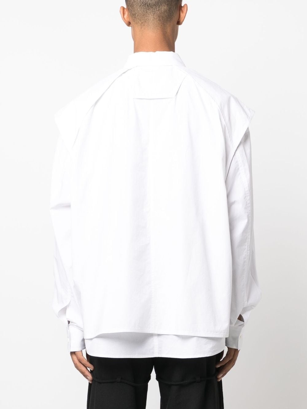 overlapping-panel cotton shirt - 4