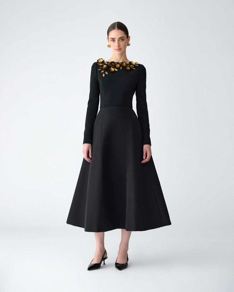 CAROLINA HERRERA Floral-Embroidered Midi Dress outlook