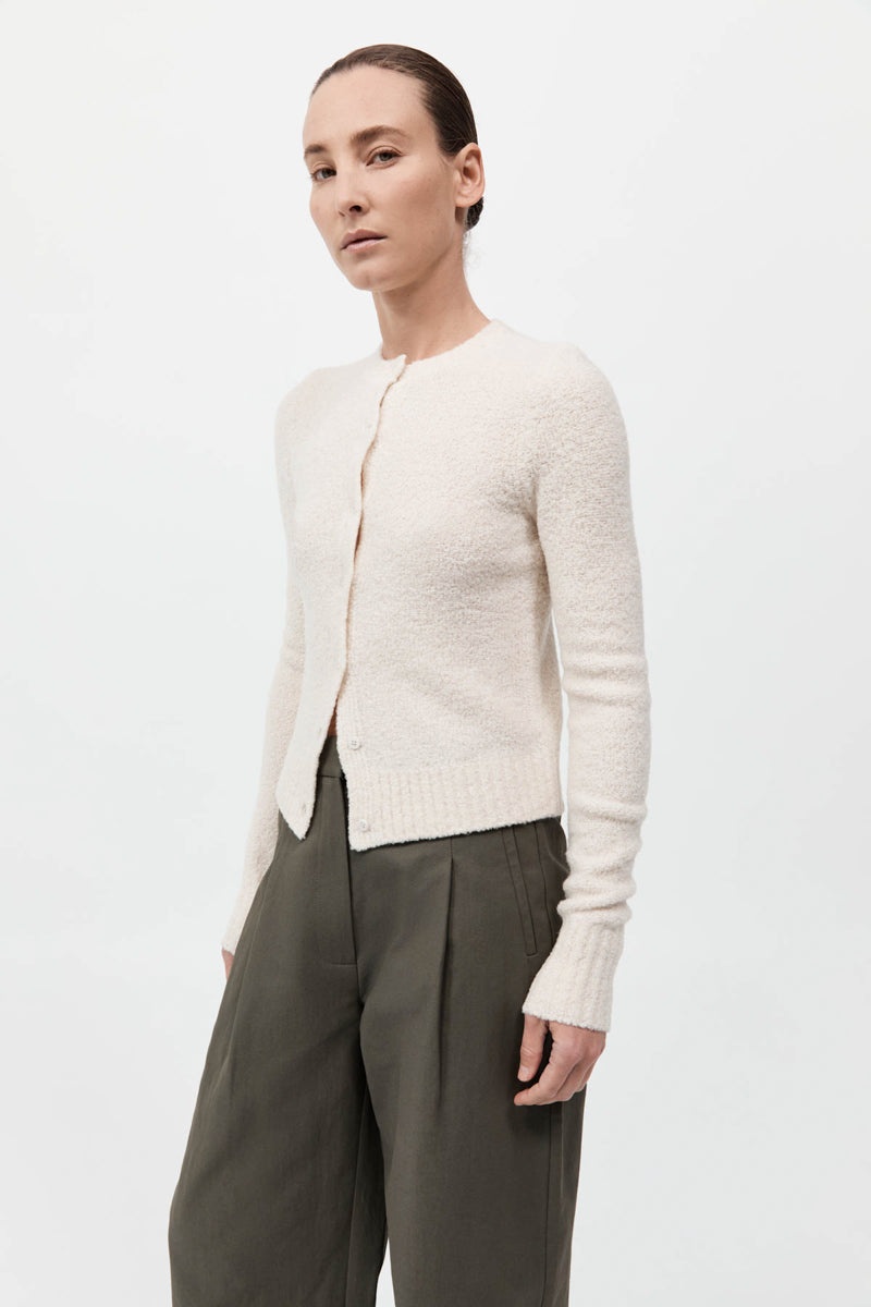 Boucle Wool Cardigan - Off White - 6