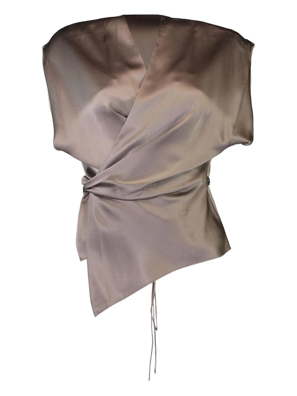 wrap-design satin blouse - 1