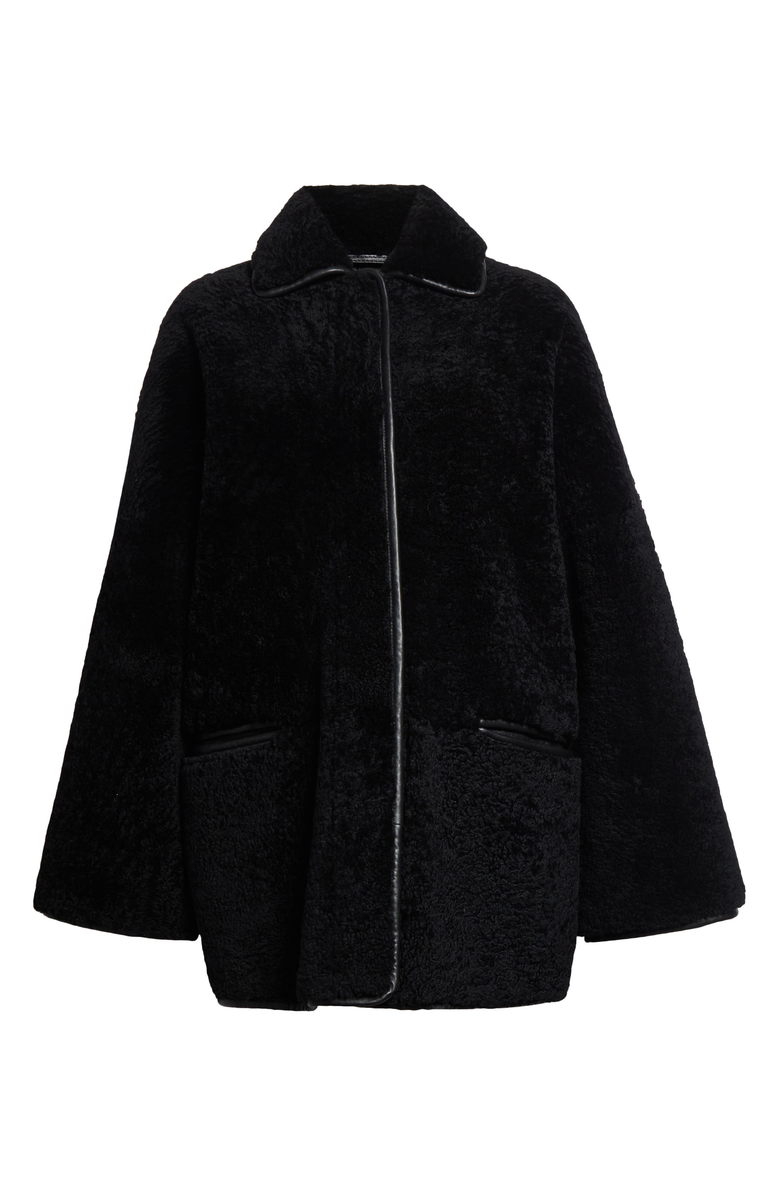 TOTEME Genuine Teddy Shearling Overshirt Jacket in Black at Nordstrom - 7