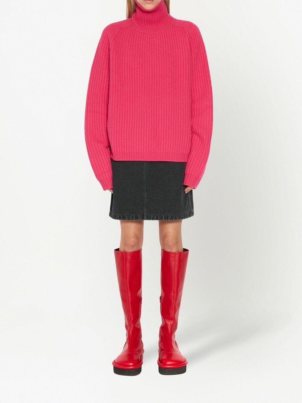 ribbed-knit high-neck jumper - 2
