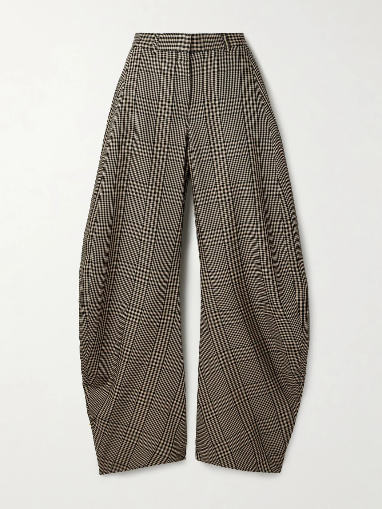 Checked Woven Barrel-leg Pants - 1