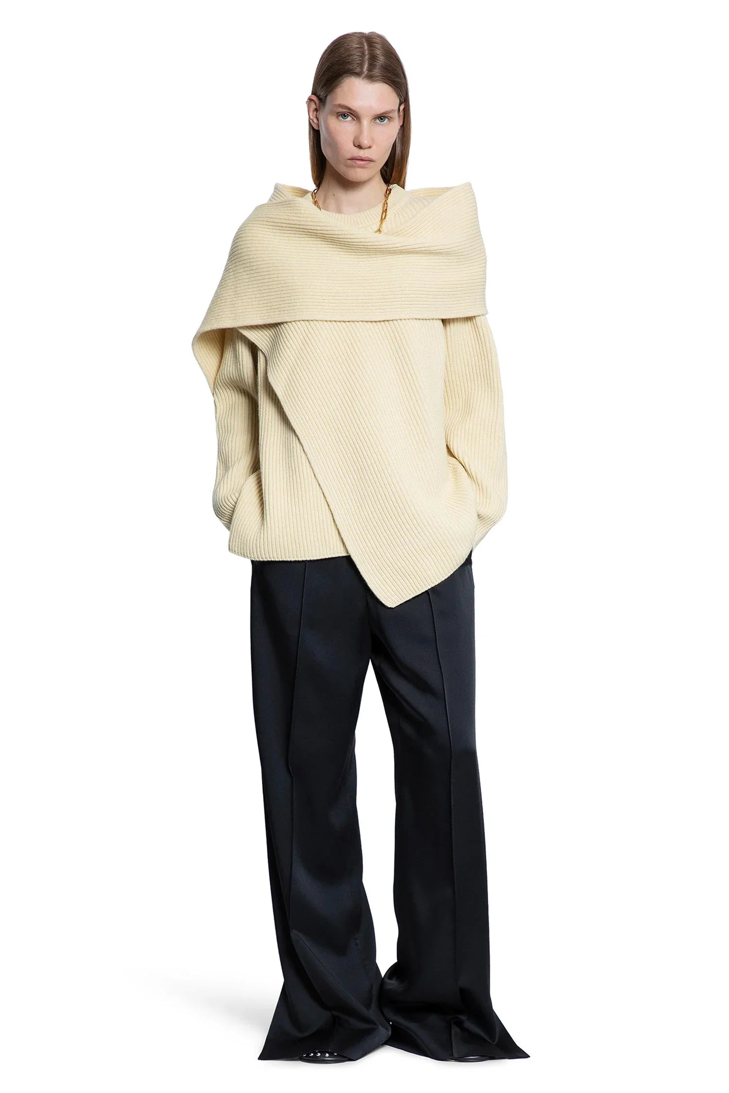 Draped-Scarf-Neck-Sweater - 4