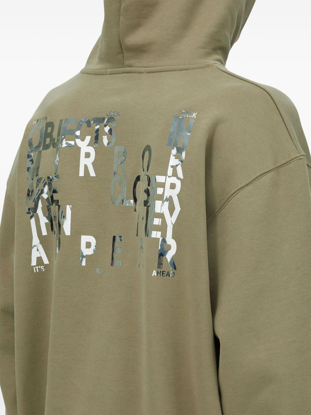 slogan-print drawstring hoodie - 5
