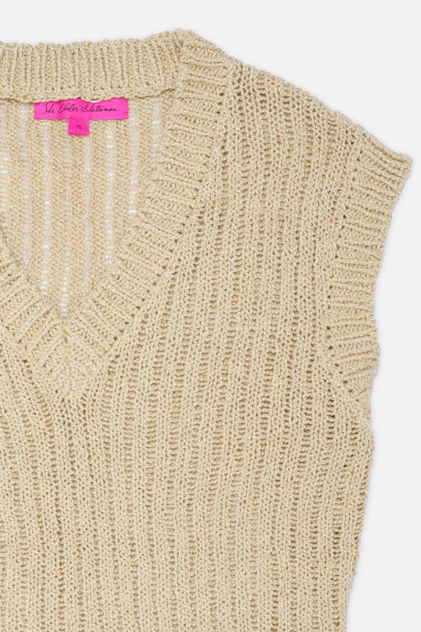 WHEAT WOMEN'S RELAXED V-NECK VEST - 3