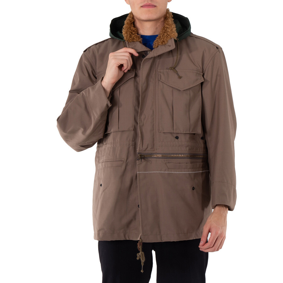 Kolor Men's Beige Shearling-Collar Drawstring Jacket - 3