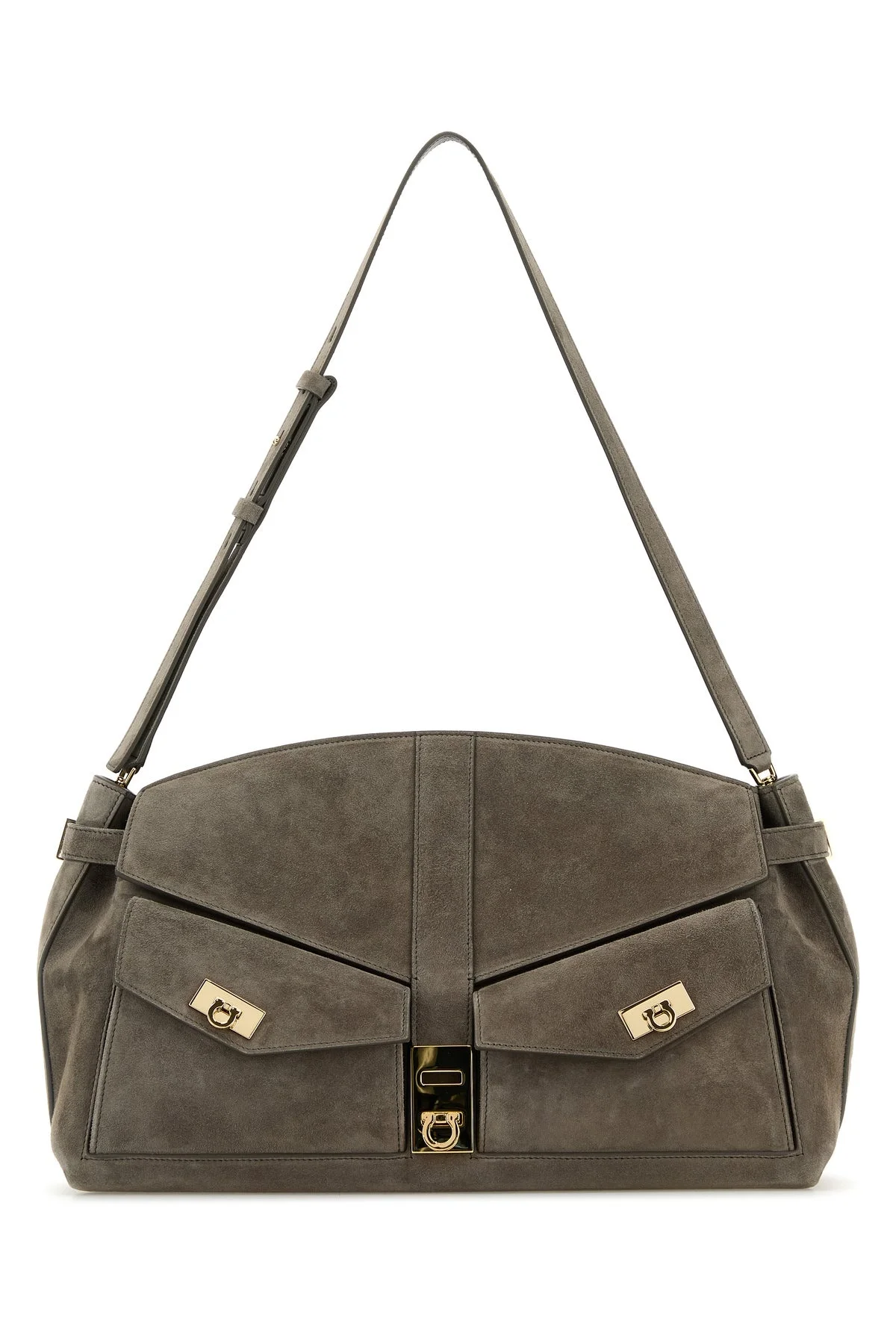 Grey suede shoulder bag - 1