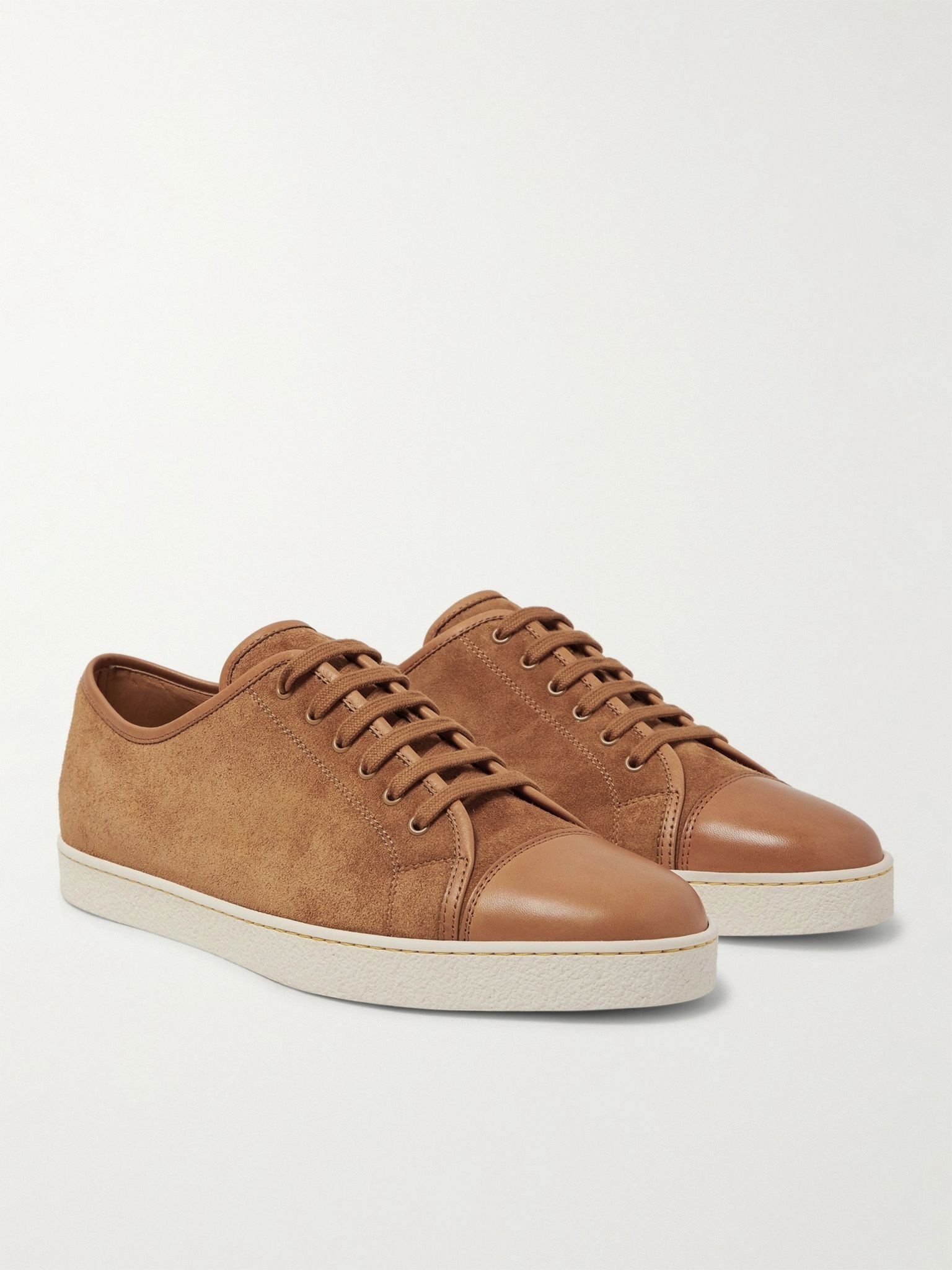 Levah Cap-Toe Suede and Leather Sneakers - 4