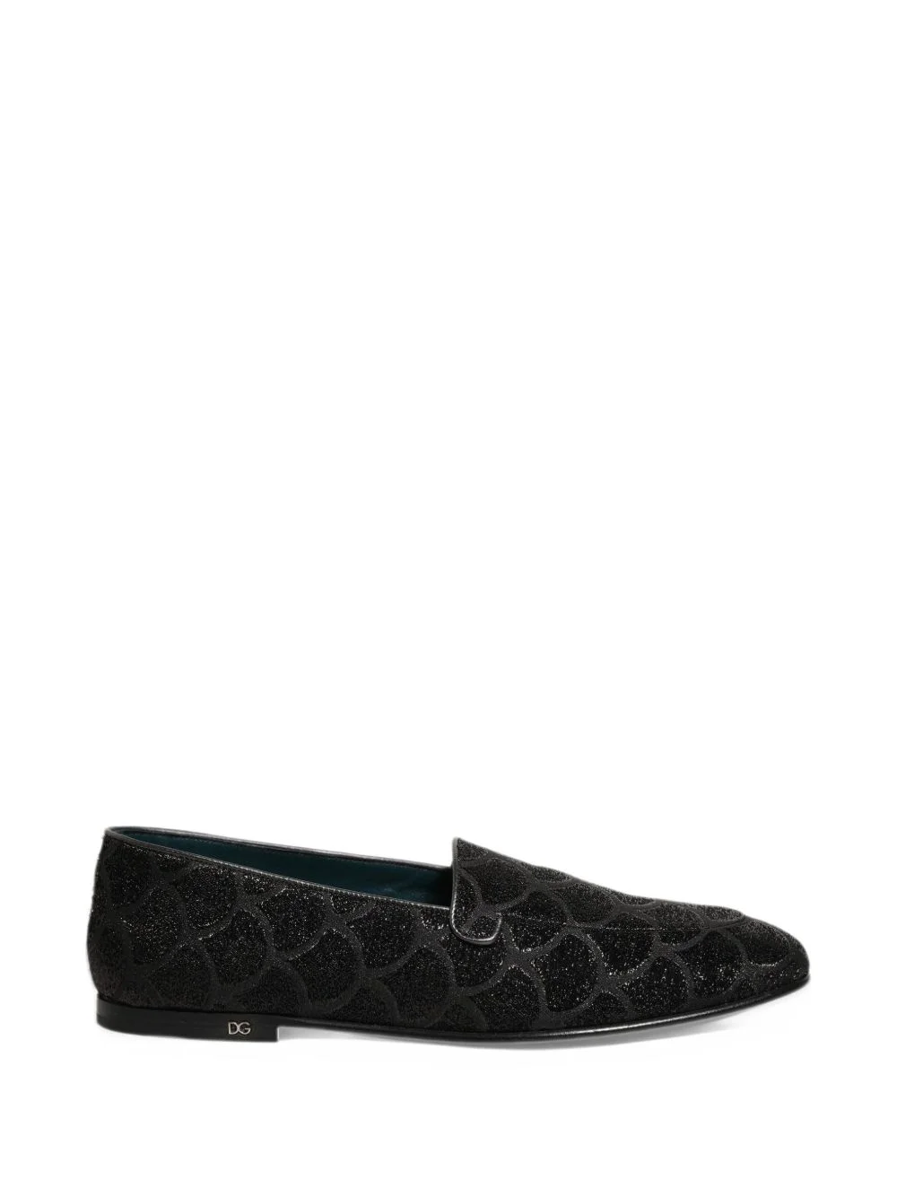 black glitter brocade loafers - 1