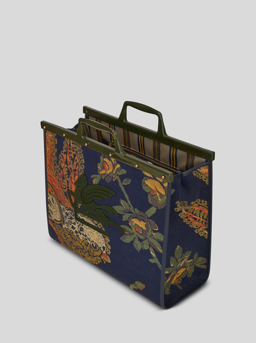 LARGE JACQUARD LOVE TROTTER BAG WITH BIRDS ALL OVER - 4