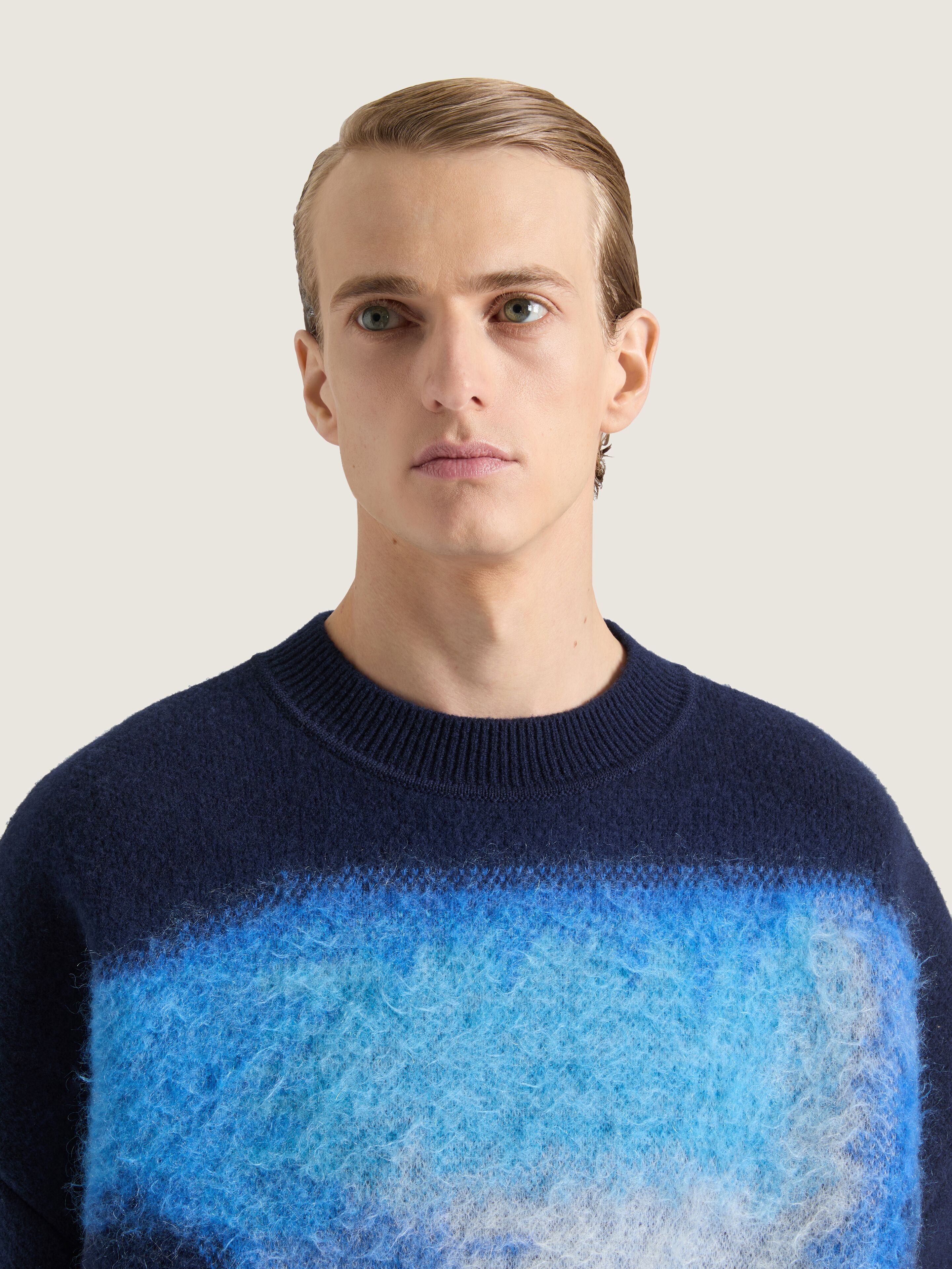 SWEATER IN WOOL WITH BRUSHED AFTERNOON LIGHT JACQUARD - 3