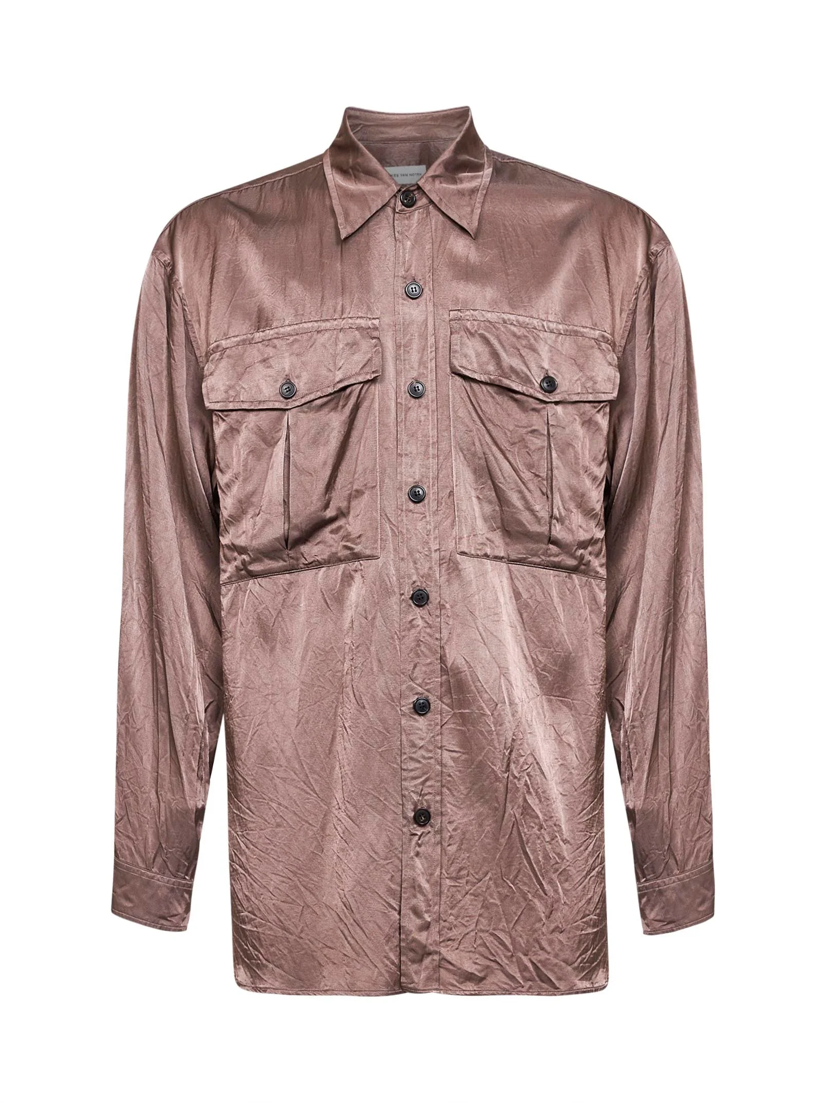 Old rose viscose and cotton shirt with chest pockets - 1
