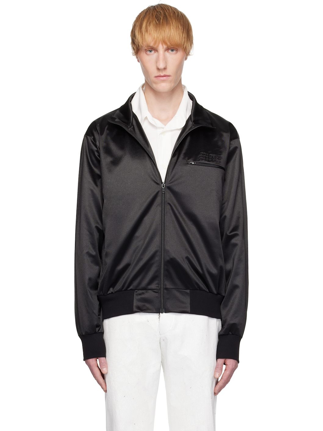 Black Embroidered Track Jacket - 1