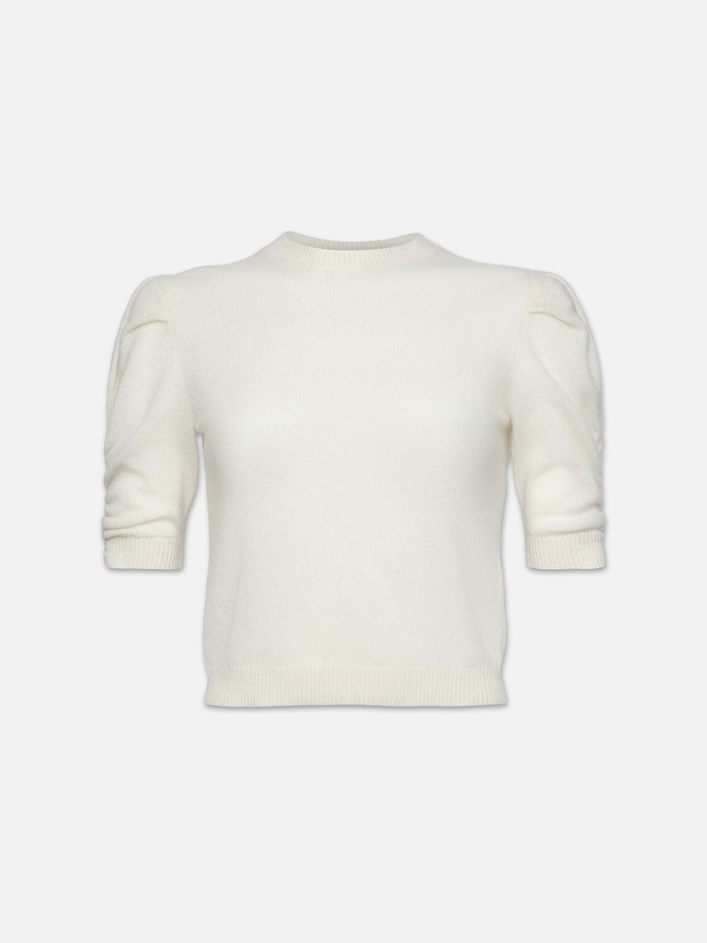 Ruched Sleeve Cashmere Sweater in Cream - 1