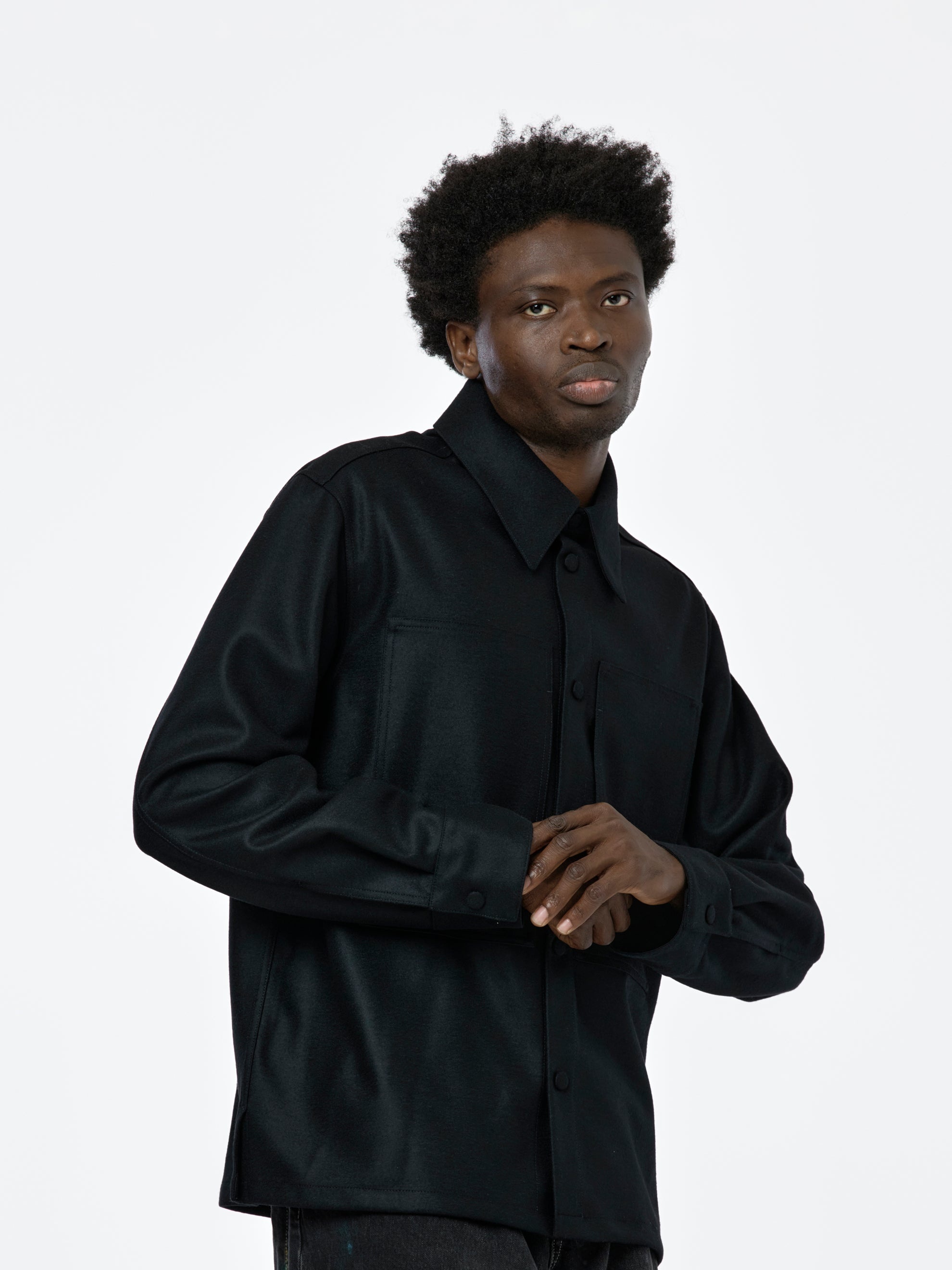 BOXY OVER SHIRT (BLACK) - 2