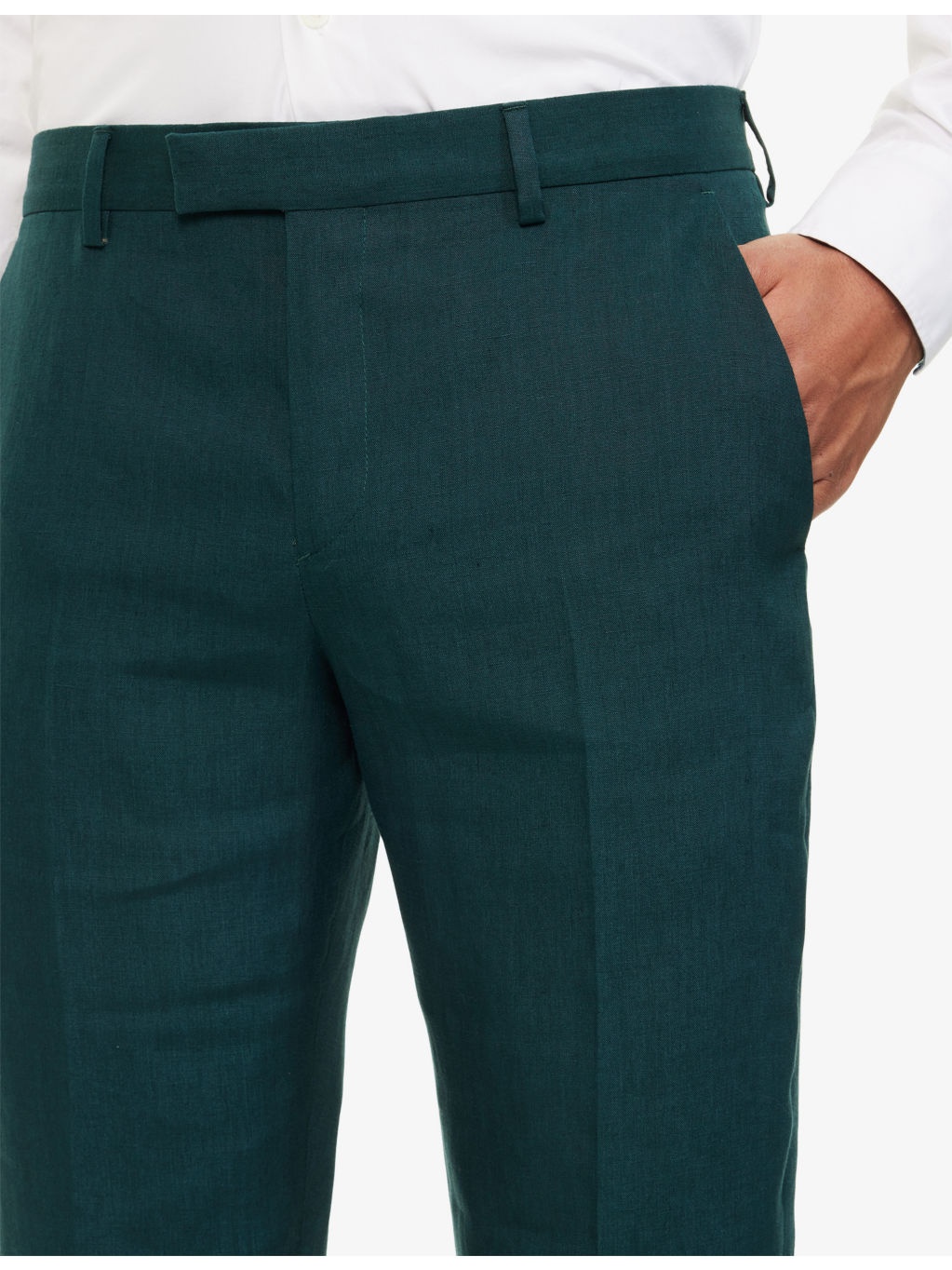 Tapered-Leg Slim-Fit Linen Trousers - 5