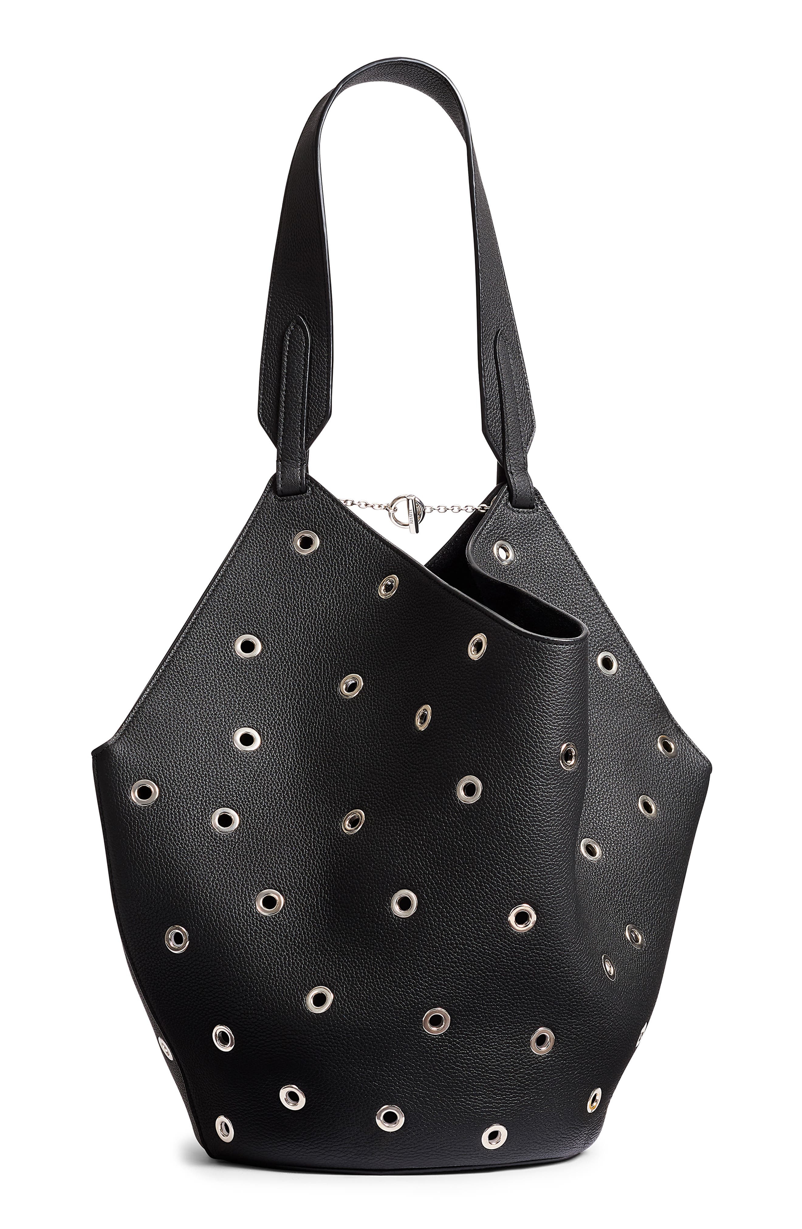 Khaite Small Lotus Grommet Leather Tote in Black 200 at Nordstrom - 1