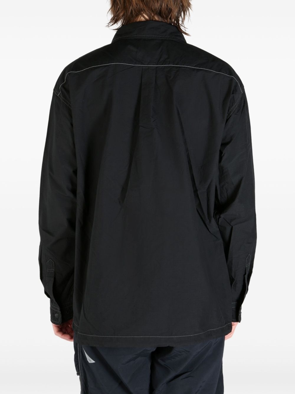 contrast-stitching overshirt - 4