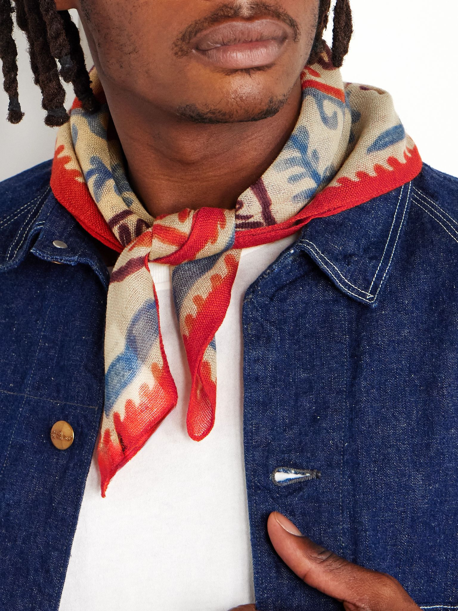 Bora Printed Virgin Wool Scarf Orange - 2