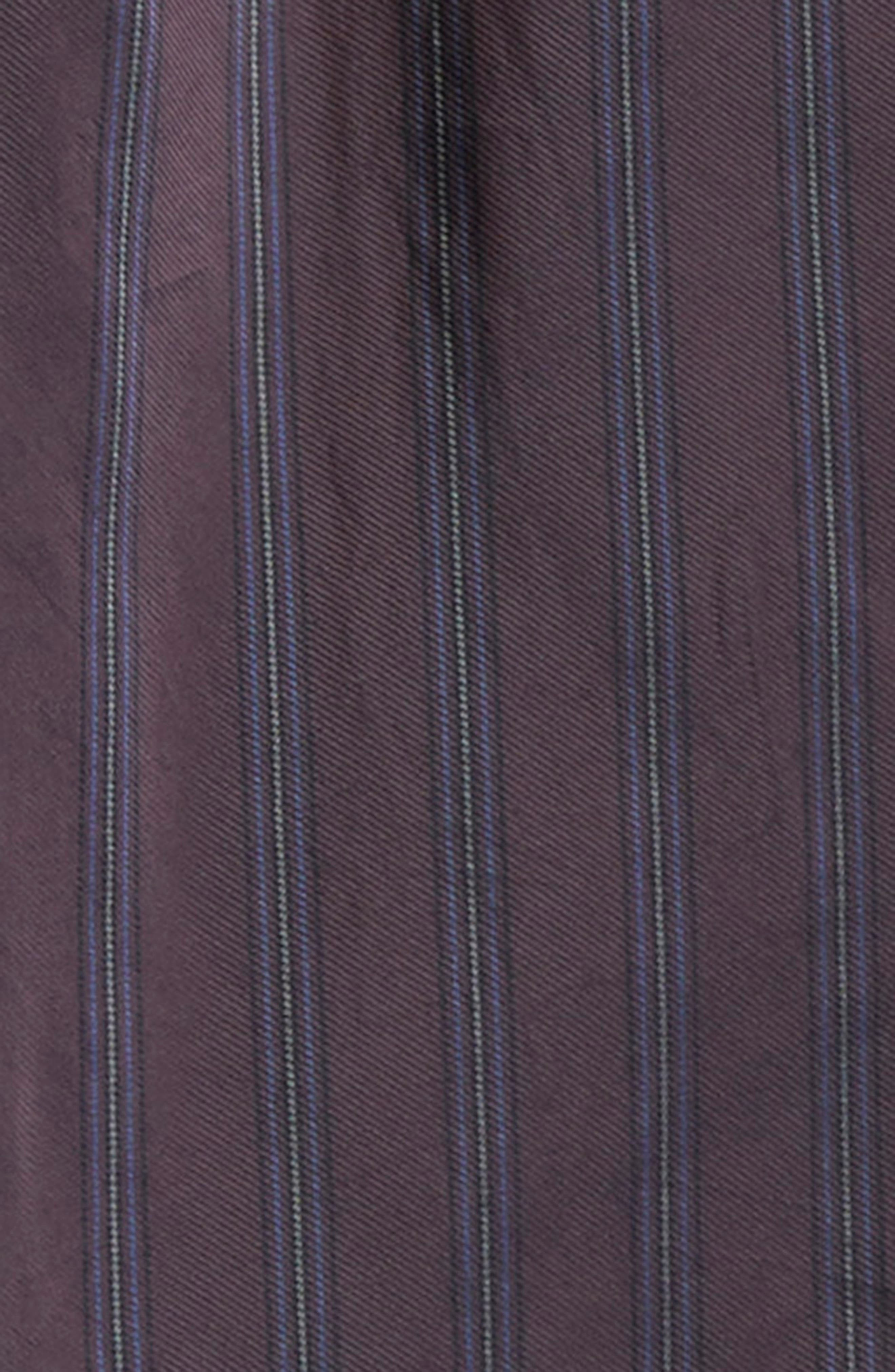 Dries Van Noten Cartan Oversize Padded Stripe Button-Up Shirt with Detachable Cuffs in Burgundy at N - 7
