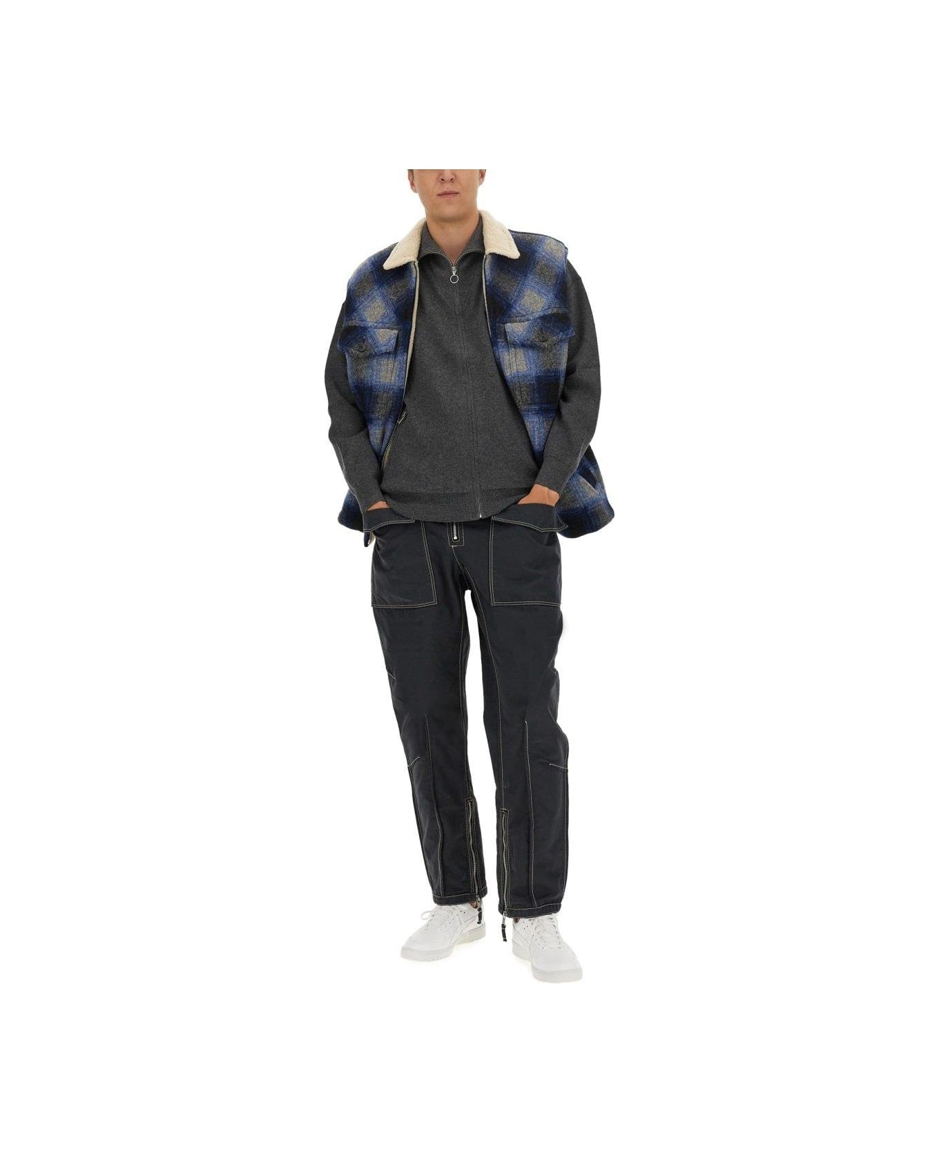 Plaid Checked Zip-up Gilet - 3