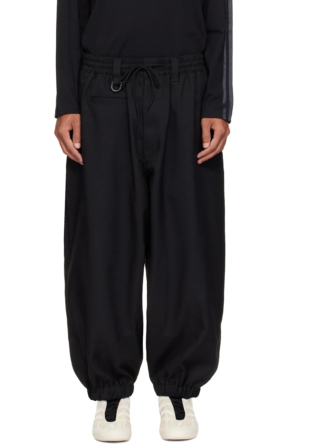 Black Sport Uniform Cuffed Trousers - 1