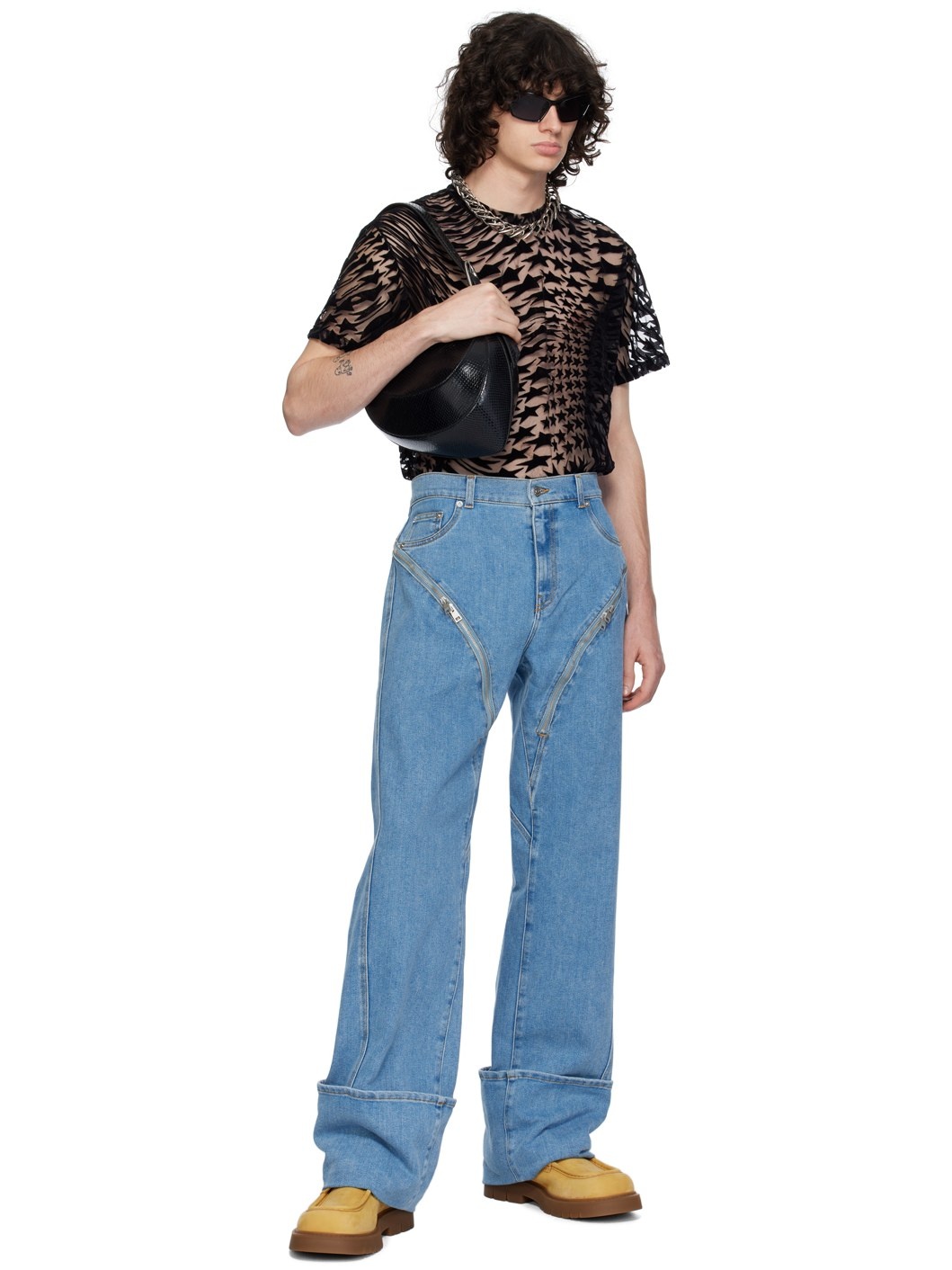 Blue Zip Jeans - 4