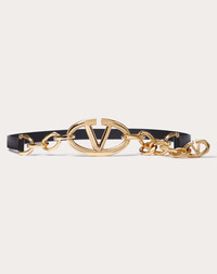 [Valentino] VLogo Signature Chain Strap ☆送料込☆ Vlogo Signature Chain Belt for Woman in Palladium/crystal