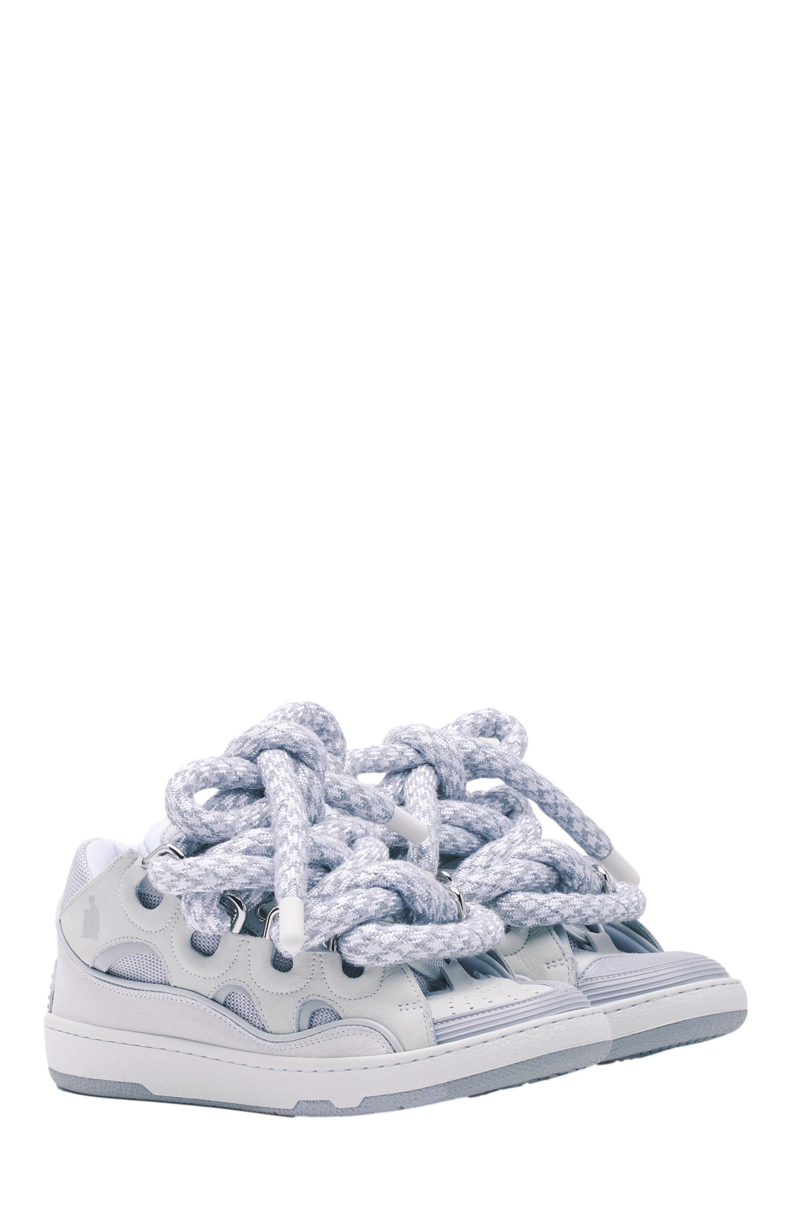 Lanvin Curb Sneakers In Leather With Snake Laces For Women in White at Nordstrom - 2