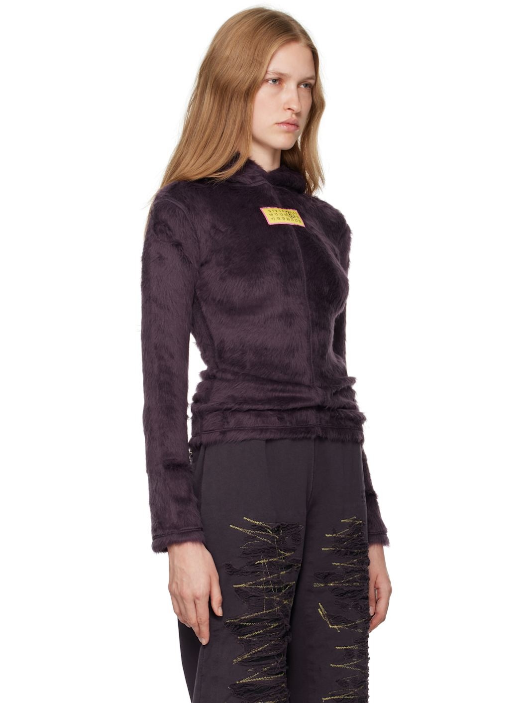 Purple  Furry Jersey Hoodie - 2