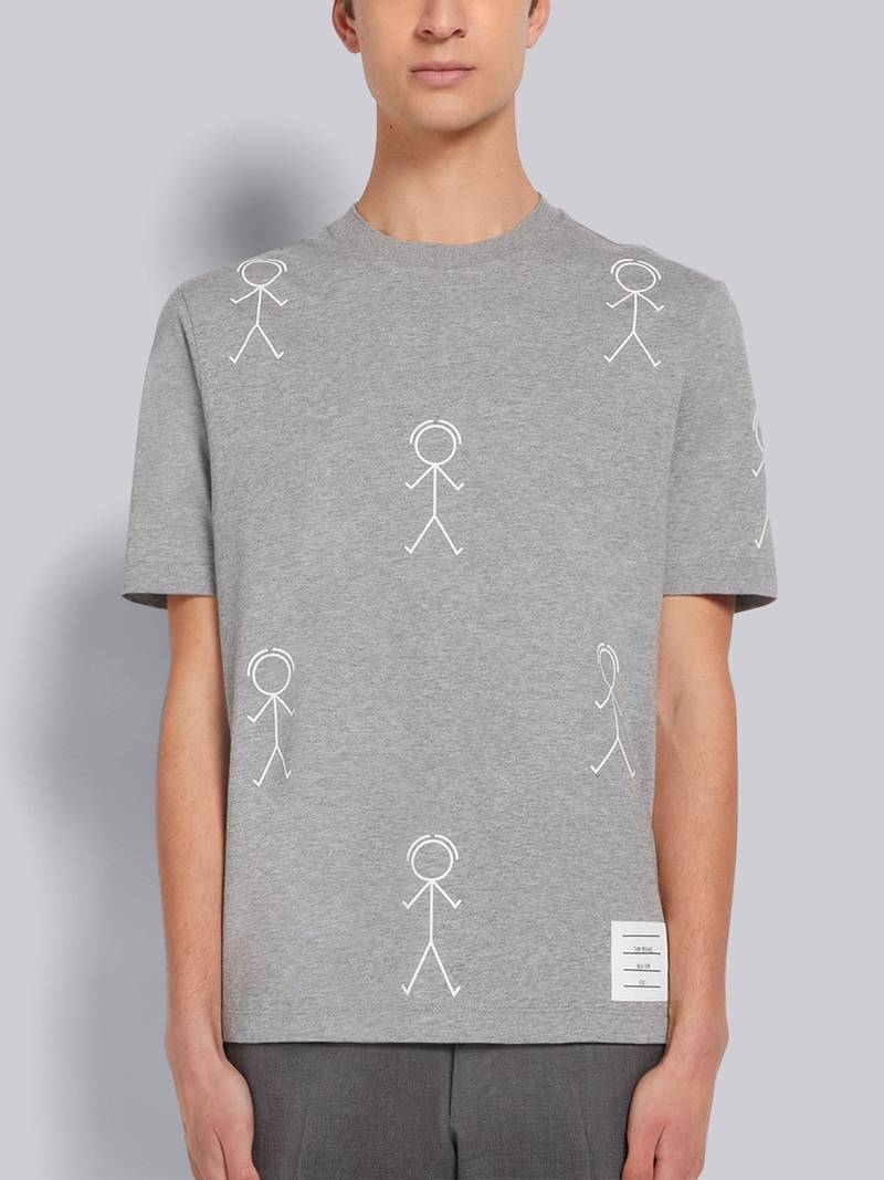 Light Grey Midweight Jersey Half Drop Mr. Thom Icon Print Tee 1