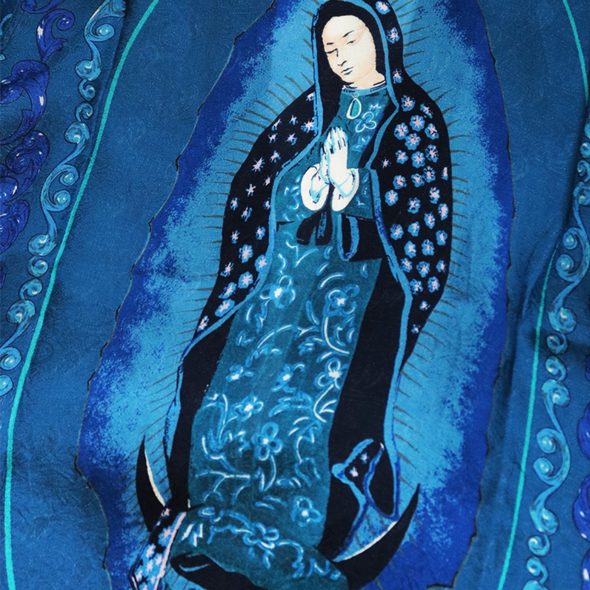 RAYON VIRGIN MARY KIMONO SHIRT - TURQUOISE - 3
