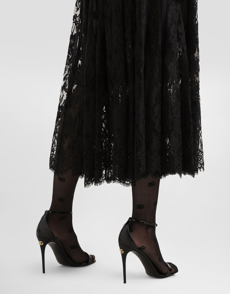 Charmeuse midi skirt with Chantilly lace inserts 5