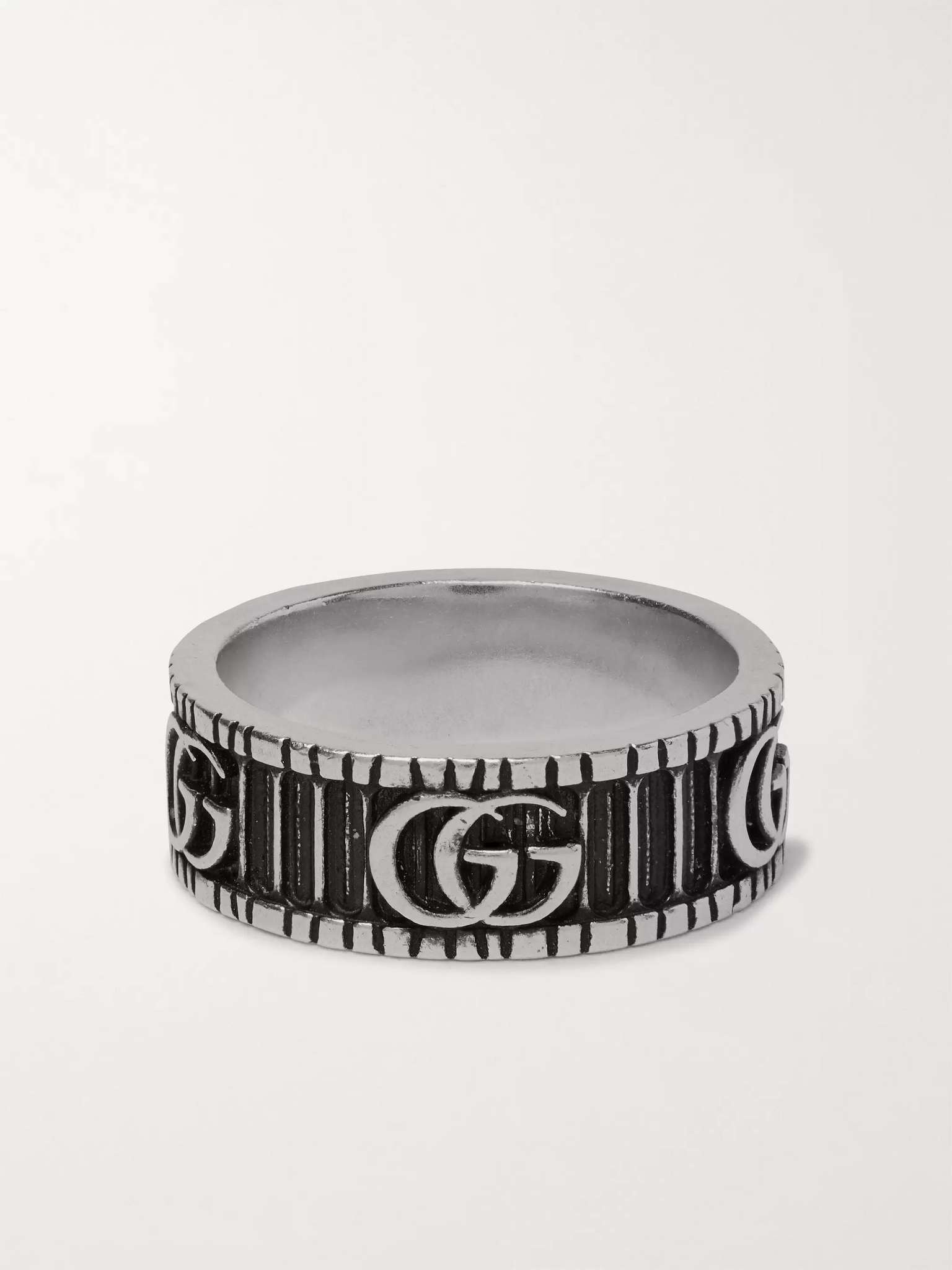 Logo-Embossed Sterling Silver Ring - 7