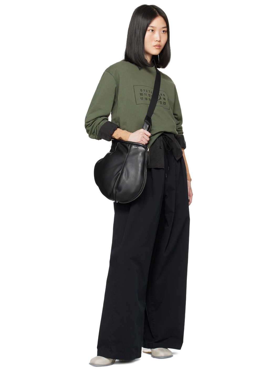 Black Gathered Trousers - 4