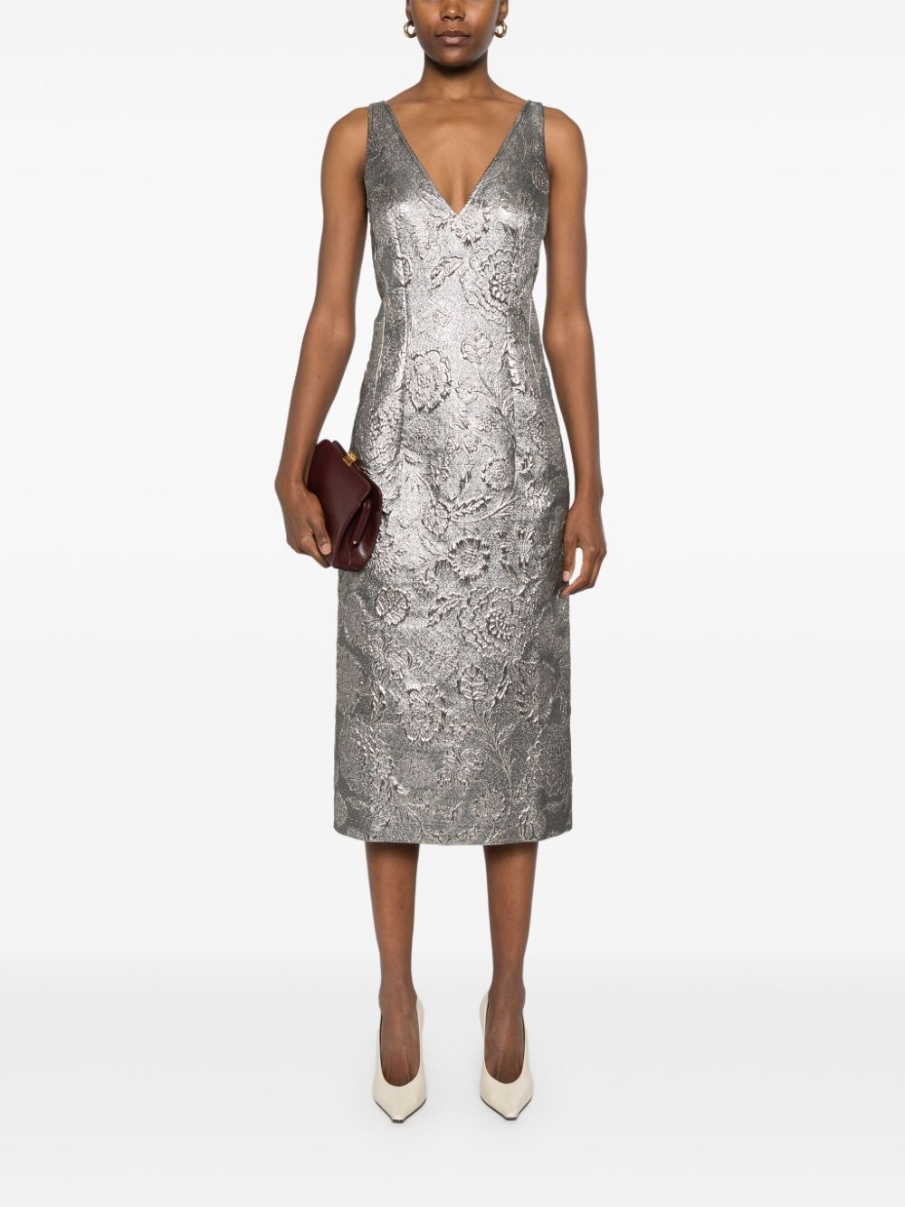 brocade midi dress - 2