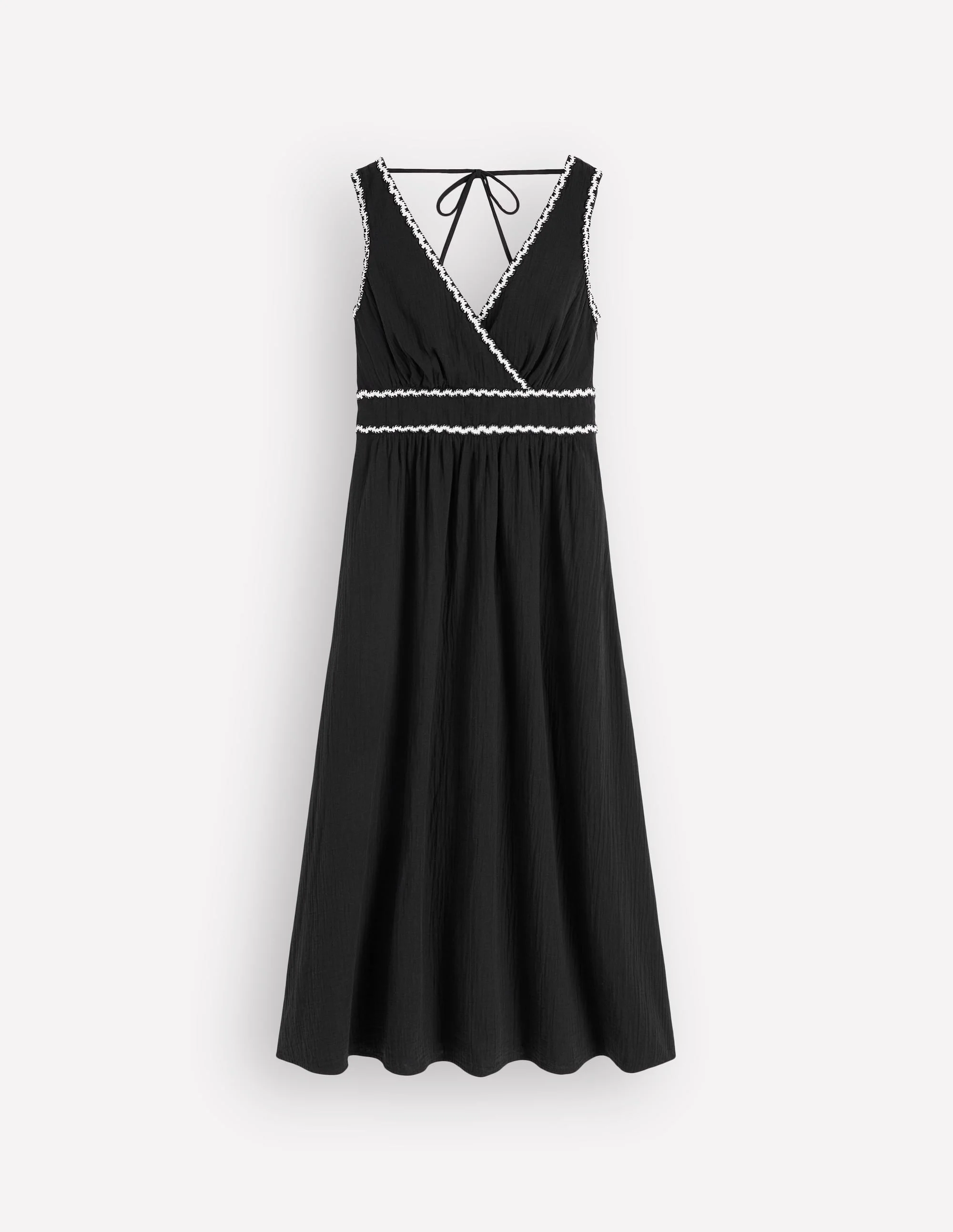 Lorna Trim Double Cloth Dress-Black Ivory - 1