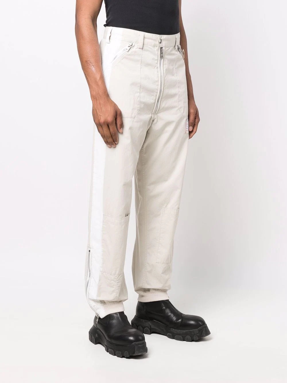 zip-detail straight leg trousers - 4