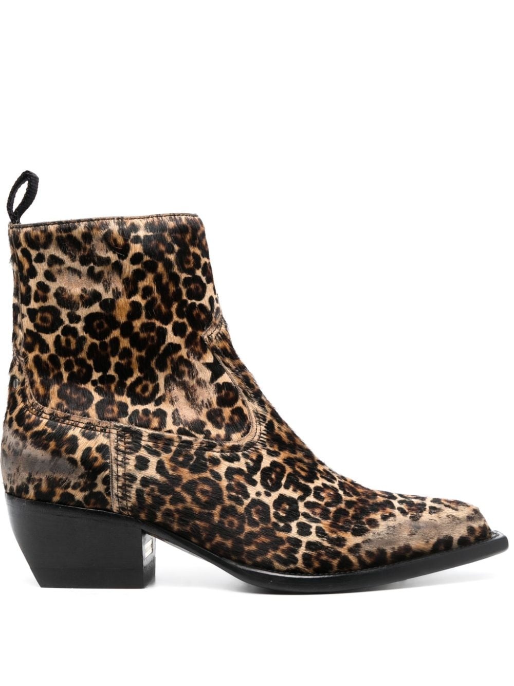leopard-print 50mm distressed boots - 1